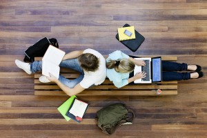 two students studying together